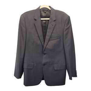Baroni Couture Designer 100% Italian Wool Suit Jacket Black Stripes 42R